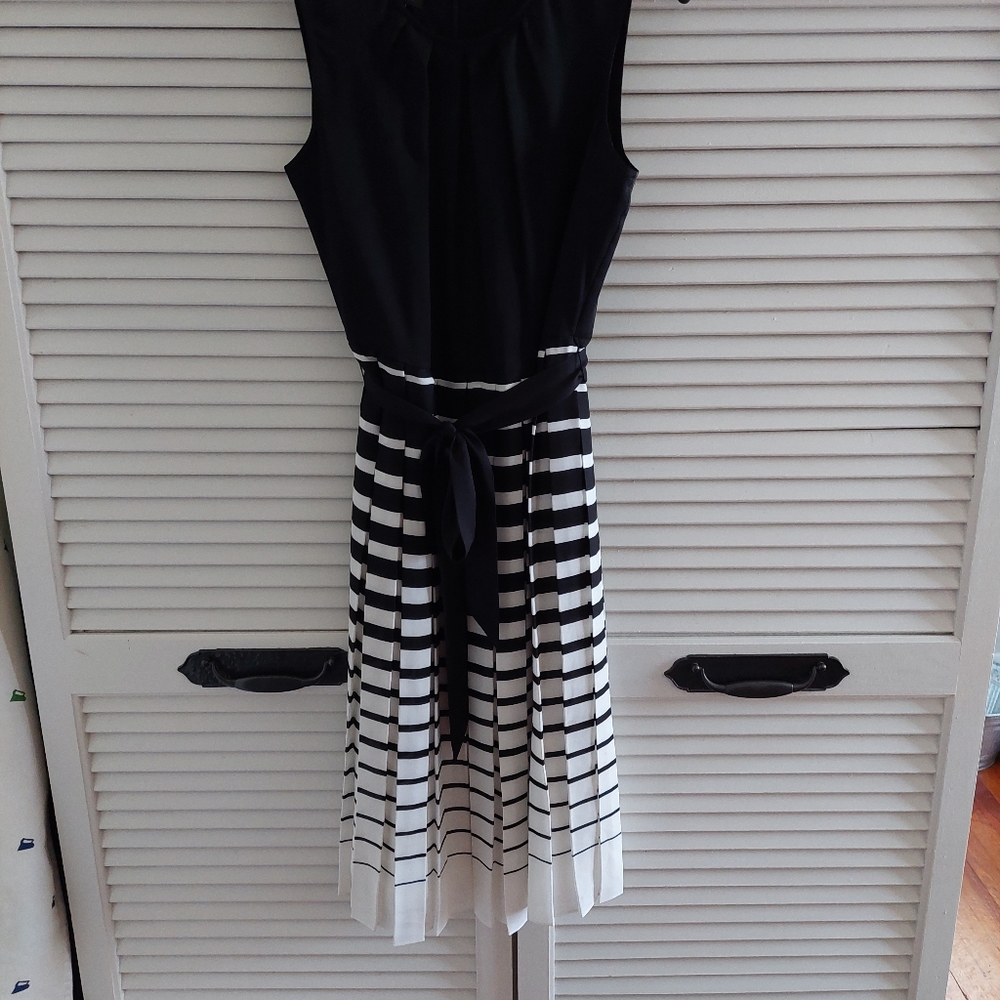 Talbots Black & White Pleated Dress-2